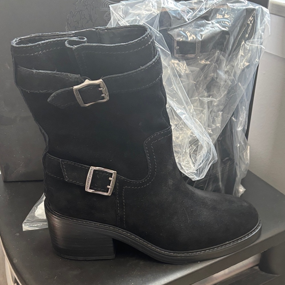 Vince Camuto Black Suede Moto Boots